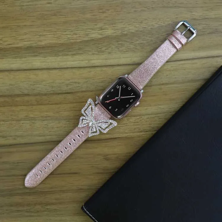 Glitzer Strass Armband Schleife für Apple Watch 5 & 4 44mm / 8 & 7 41mm / SE 2 & 6 & SE & 5 & 4 40mm / 3 & 2 & 1 38+42mm