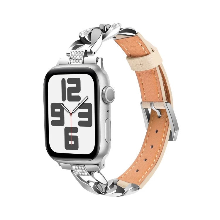 Lederarmband mit Strass-Kette für Apple Watch Series 8 | 7 | SE 2022