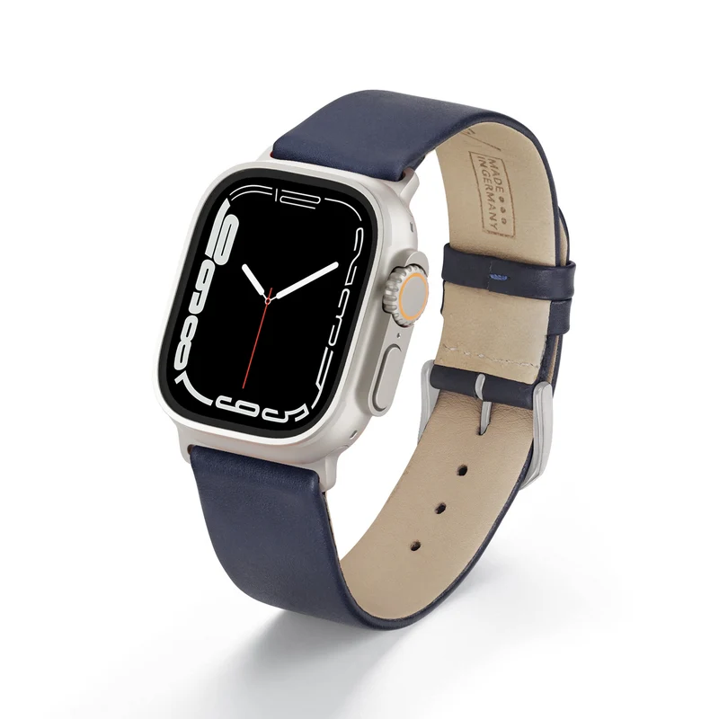 Apple Watch ULTRA Uhrenarmband Siena von Happel, Rindsleder, handgefertigt, Ozeanblau