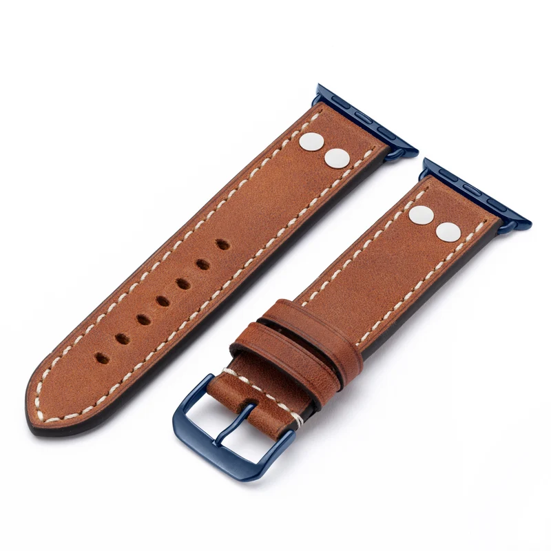 Apple Watch 1-9 Uhrenarmband HeritagePure von Happel, Vintageleder, Cognac