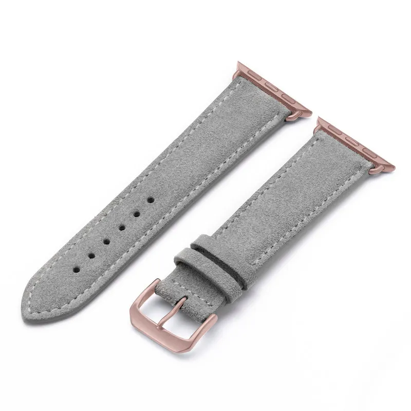 Apple Watch 1-9 Uhrenarmband SierraLoop von Happel, Veloursleder, handgefertigt, Steingrau