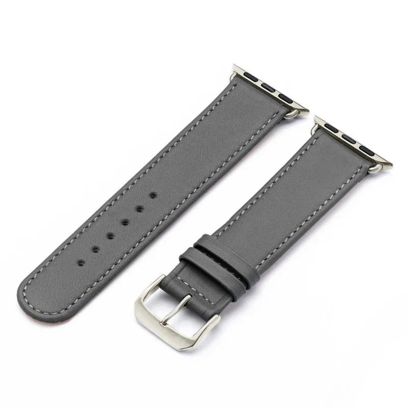 Apple Watch 1-9 Uhrenarmband Solace von Happel, Sattelleder, handgefertigt, Steingrau