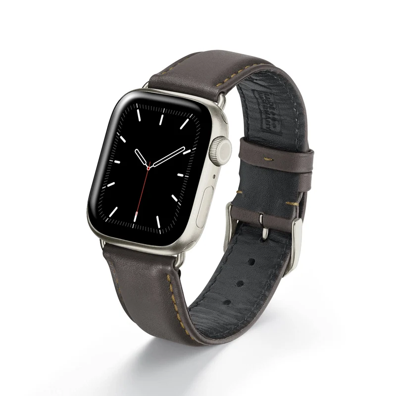 Apple Watch 1-9 Uhrenarmband CanyonSky von Happel, Kalbsleder, leicht gepolstert, Mokka