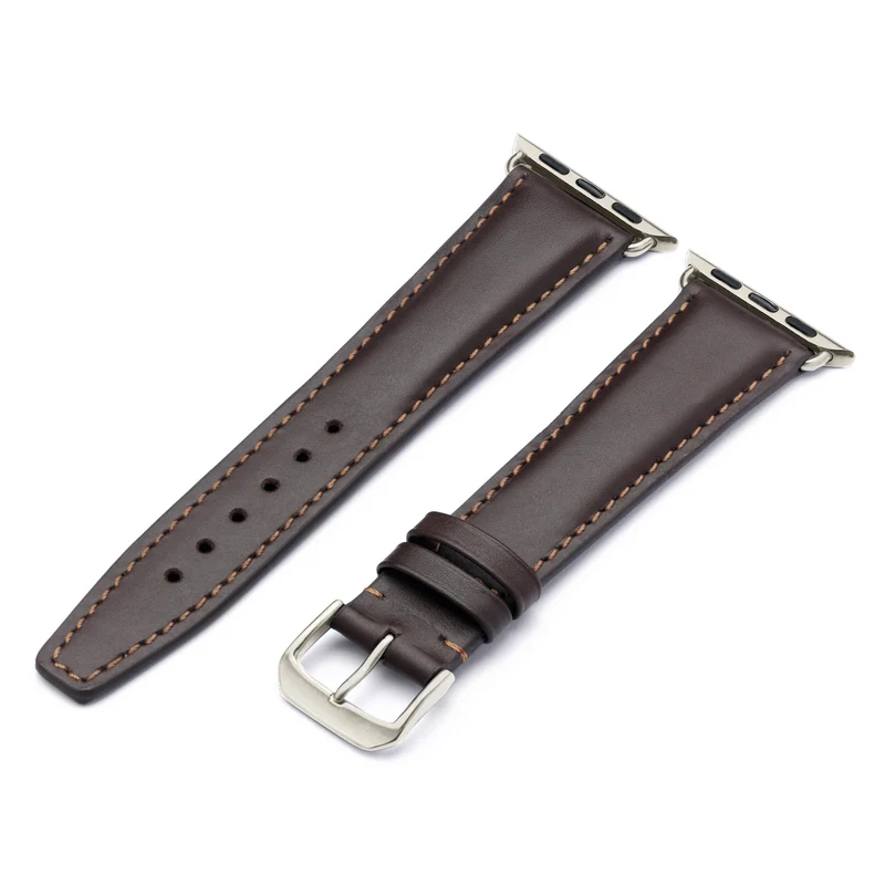 Apple Watch 1-9 Uhrenarmband CanyonSky von Happel, Kalbsleder, leicht gepolstert, Mokka