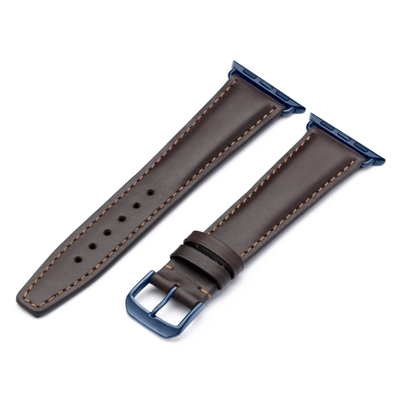 Apple Watch 1-9 Uhrenarmband CanyonSky von Happel, Kalbsleder, leicht gepolstert, Mokka