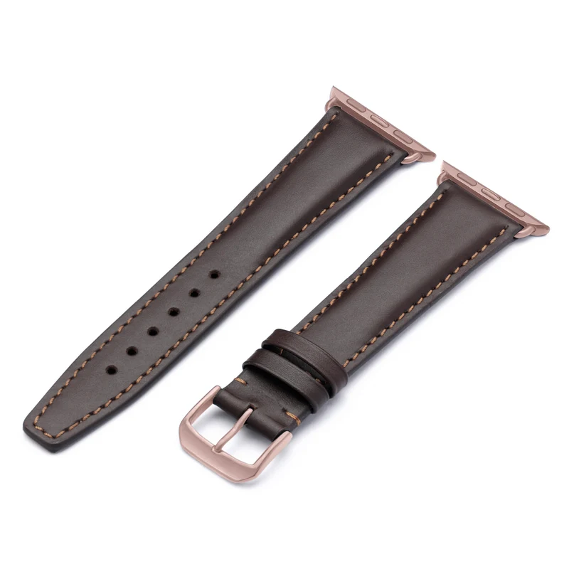Apple Watch 1-9 Uhrenarmband CanyonSky von Happel, Kalbsleder, leicht gepolstert, Mokka