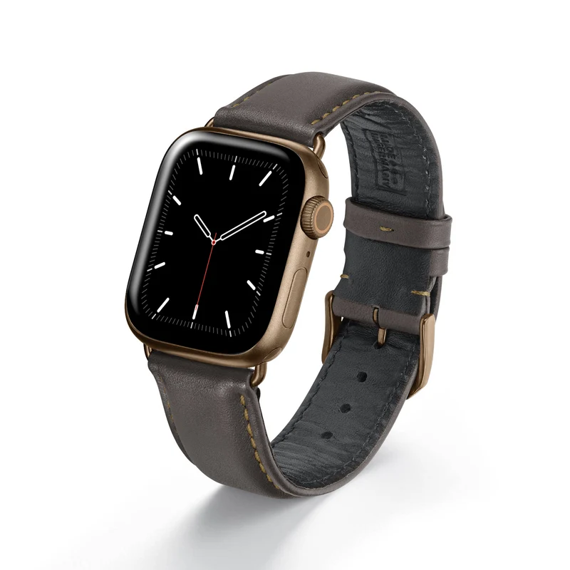 Apple Watch 1-9 Uhrenarmband CanyonSky von Happel, Kalbsleder, leicht gepolstert, Mokka
