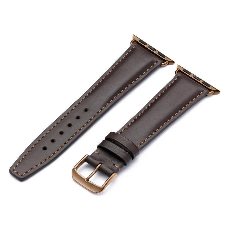 Apple Watch 1-9 Uhrenarmband CanyonSky von Happel, Kalbsleder, leicht gepolstert, Mokka