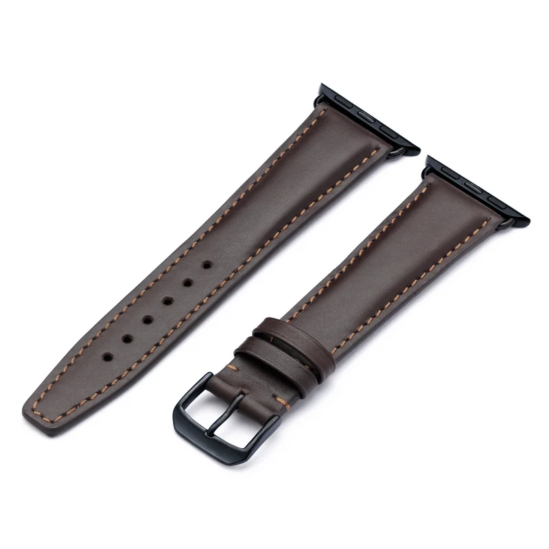 Apple Watch 1-9 Uhrenarmband CanyonSky von Happel, Kalbsleder, leicht gepolstert, Mokka