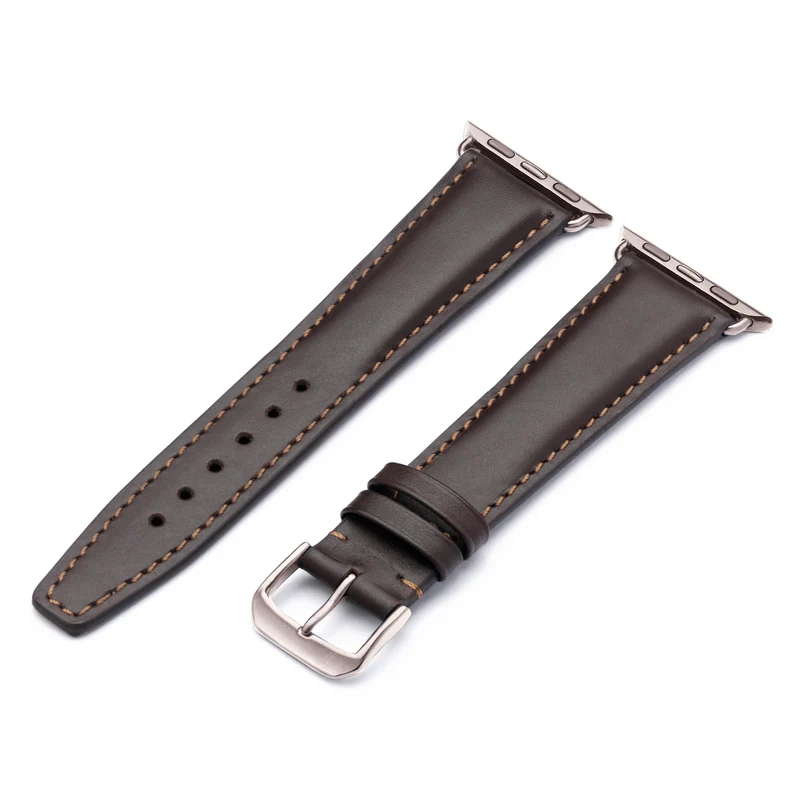 Apple Watch 1-9 Uhrenarmband CanyonSky von Happel, Kalbsleder, leicht gepolstert, Mokka