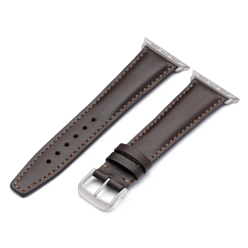 Apple Watch 1-9 Uhrenarmband CanyonSky von Happel, Kalbsleder, leicht gepolstert, Mokka
