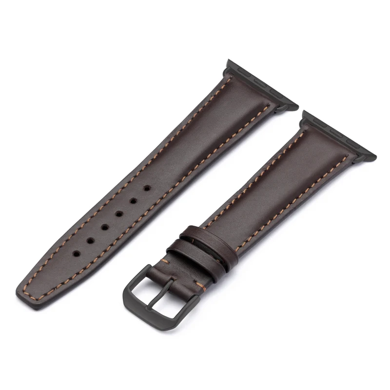 Apple Watch 1-9 Uhrenarmband CanyonSky von Happel, Kalbsleder, leicht gepolstert, Mokka