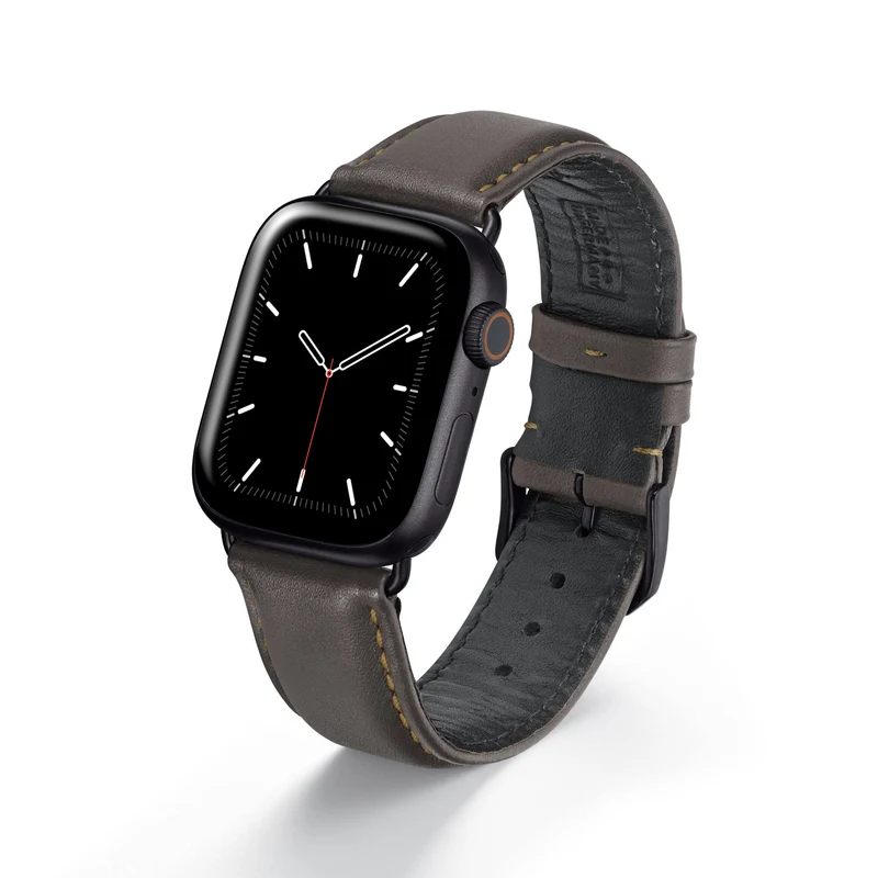 Apple Watch 1-9 Uhrenarmband CanyonSky von Happel, Kalbsleder, leicht gepolstert, Mokka