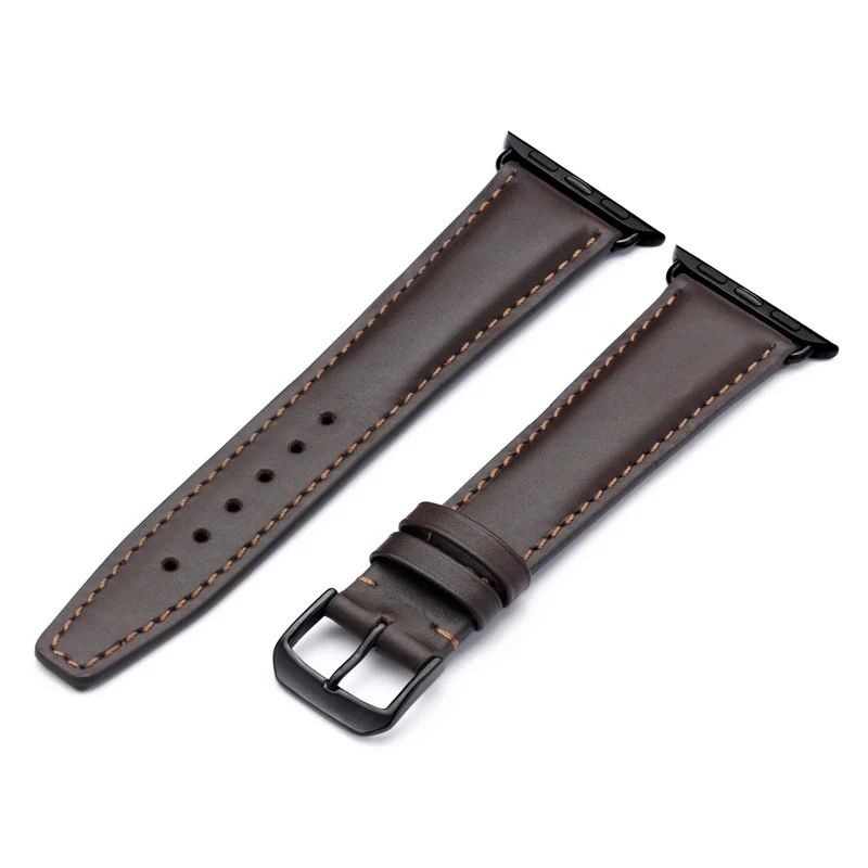 Apple Watch 1-9 Uhrenarmband CanyonSky von Happel, Kalbsleder, leicht gepolstert, Mokka