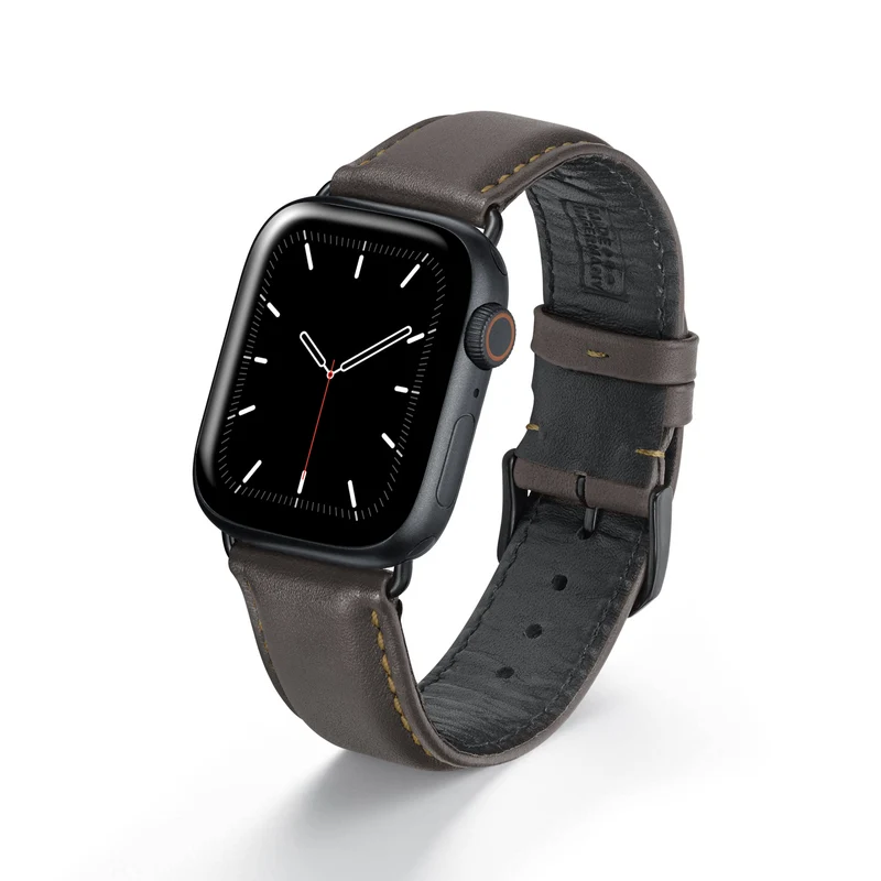 Apple Watch 1-9 Uhrenarmband CanyonSky von Happel, Kalbsleder, leicht gepolstert, Mokka
