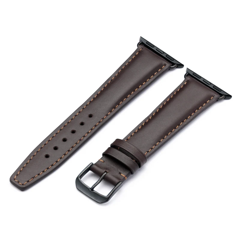 Apple Watch 1-9 Uhrenarmband CanyonSky von Happel, Kalbsleder, leicht gepolstert, Mokka