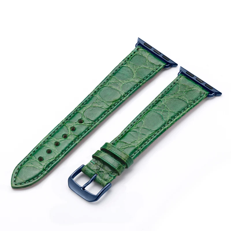 Apple Watch 1-9 Uhrenarmband ClassicCroco von Happel, Leder mit Krokoprägung, handgefertigt, Apfelgrün