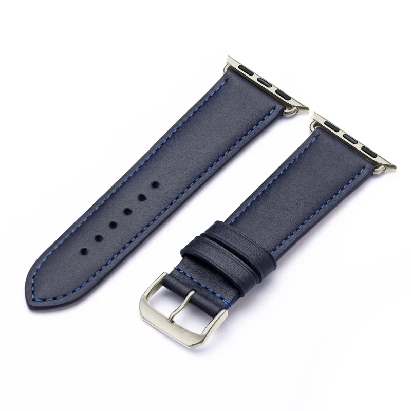 Apple Watch 1-9 Uhrenarmband Elara von Happel, Leder, leicht gepolstert, Ozeanblau