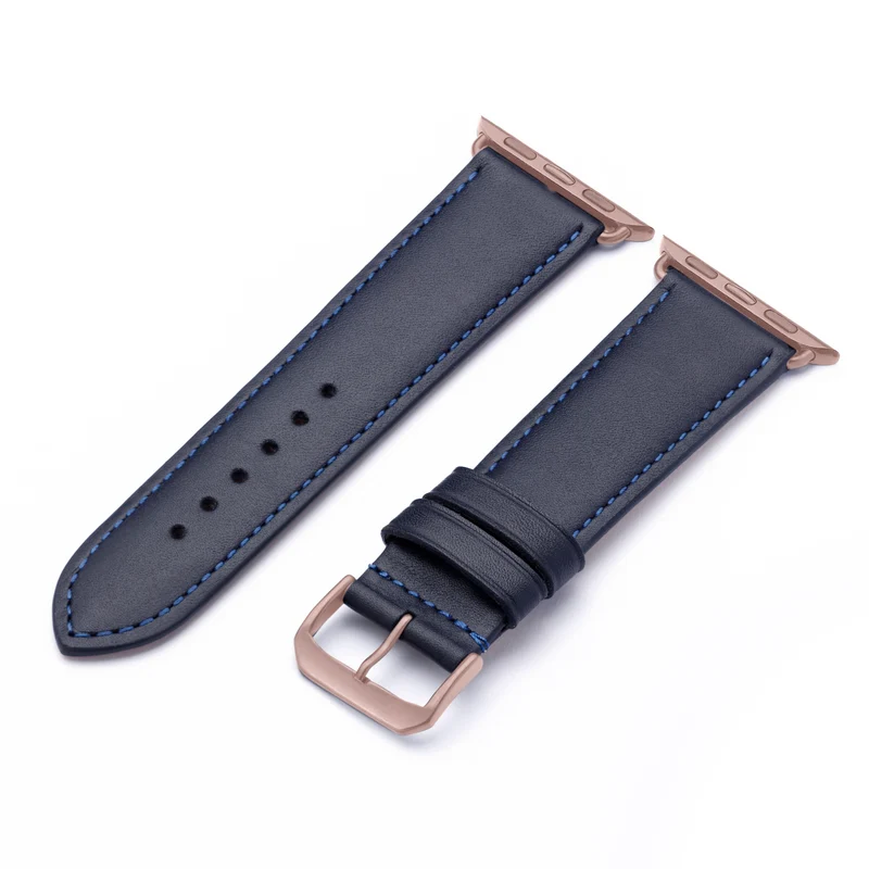 Apple Watch 1-9 Uhrenarmband Elara von Happel, Leder, leicht gepolstert, Ozeanblau