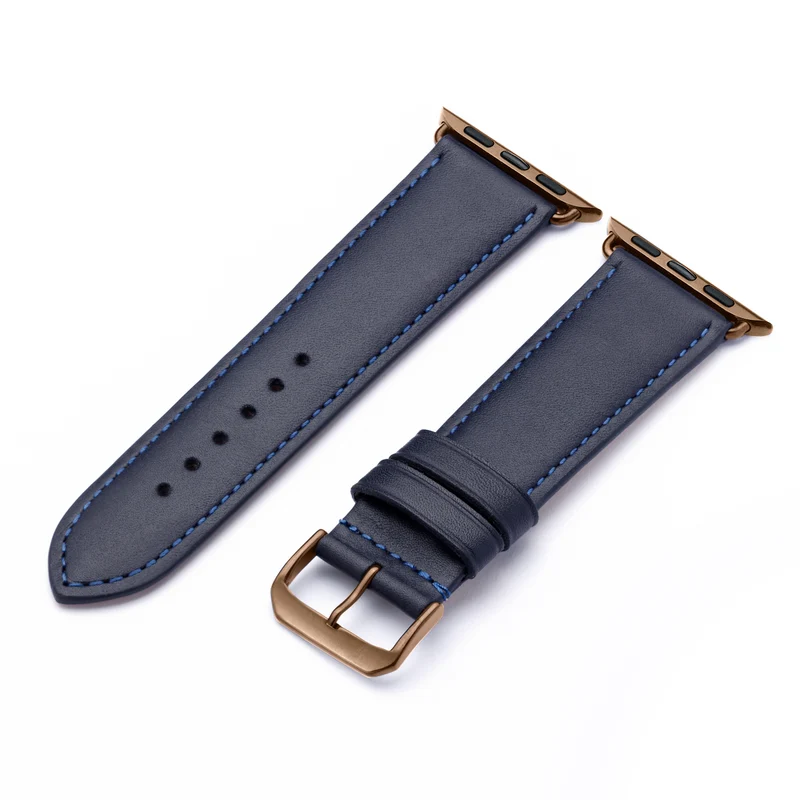 Apple Watch 1-9 Uhrenarmband Elara von Happel, Leder, leicht gepolstert, Ozeanblau