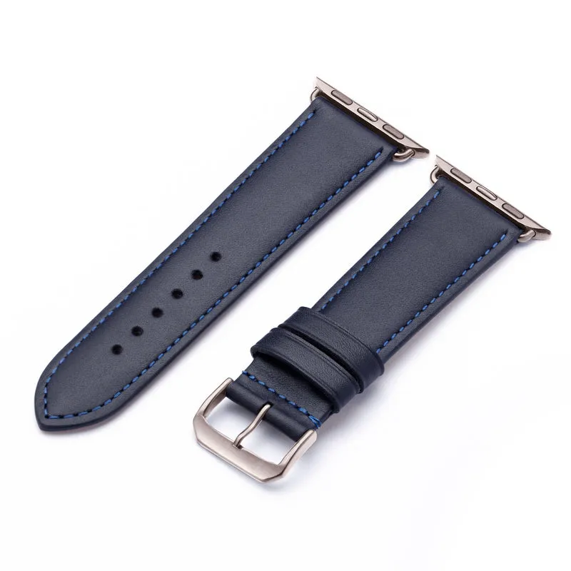 Apple Watch 1-9 Uhrenarmband Elara von Happel, Leder, leicht gepolstert, Ozeanblau