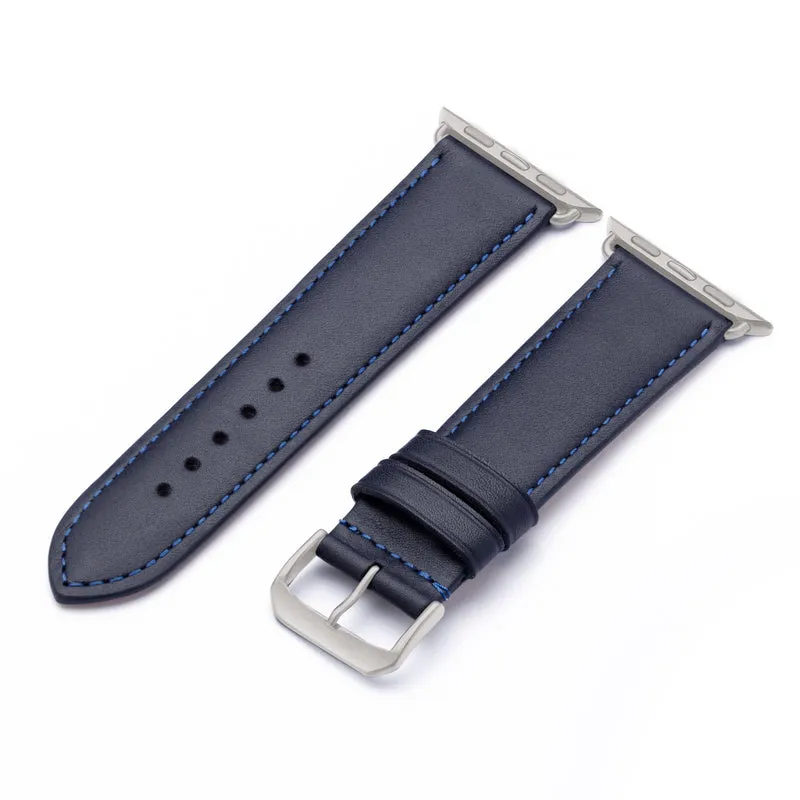 Apple Watch 1-9 Uhrenarmband Elara von Happel, Leder, leicht gepolstert, Ozeanblau