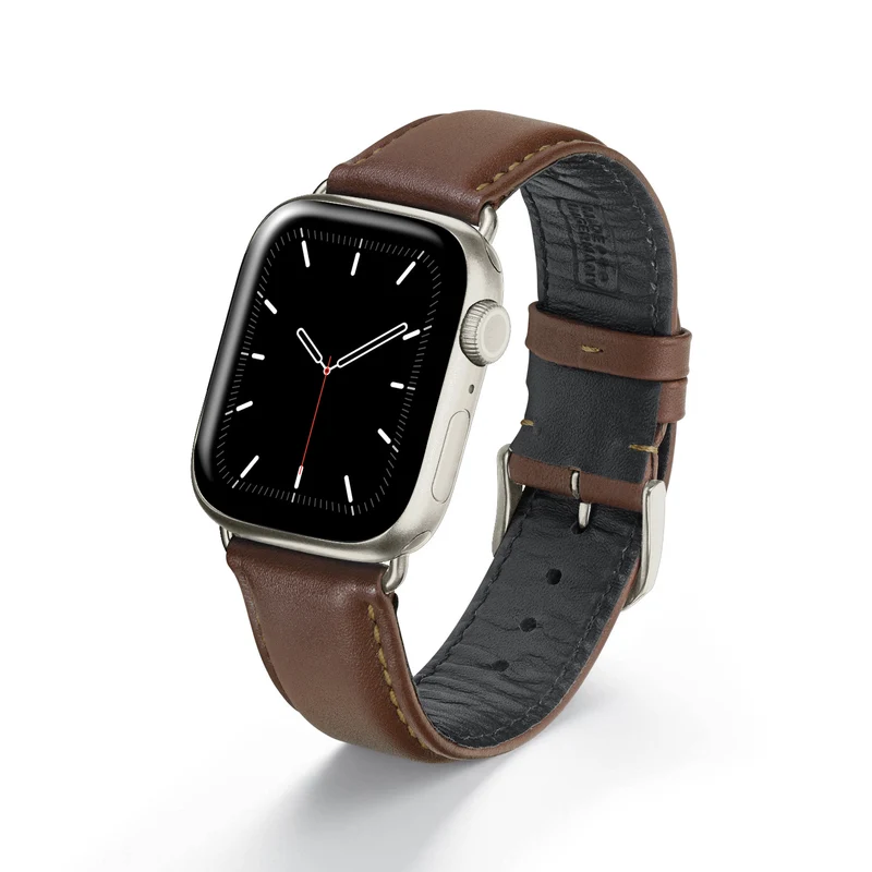 Apple Watch 1-9 Uhrenarmband Aquila von Happel, Leder, wasserfest, Mahagoni