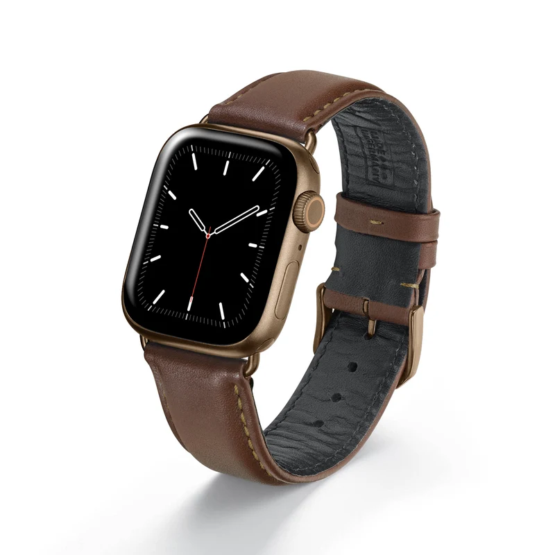 Apple Watch 1-9 Uhrenarmband Aquila von Happel, Leder, wasserfest, Mahagoni