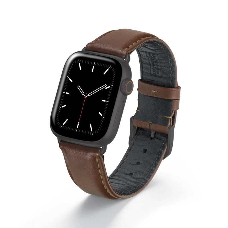 Apple Watch 1-9 Uhrenarmband Aquila von Happel, Leder, wasserfest, Mahagoni