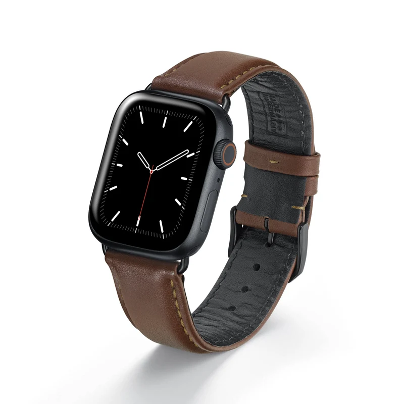 Apple Watch 1-9 Uhrenarmband Aquila von Happel, Leder, wasserfest, Mahagoni