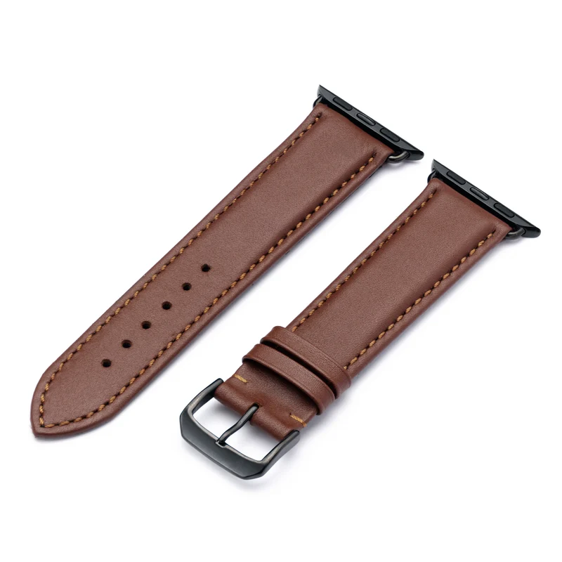Apple Watch 1-9 Uhrenarmband Aquila von Happel, Leder, wasserfest, Mahagoni