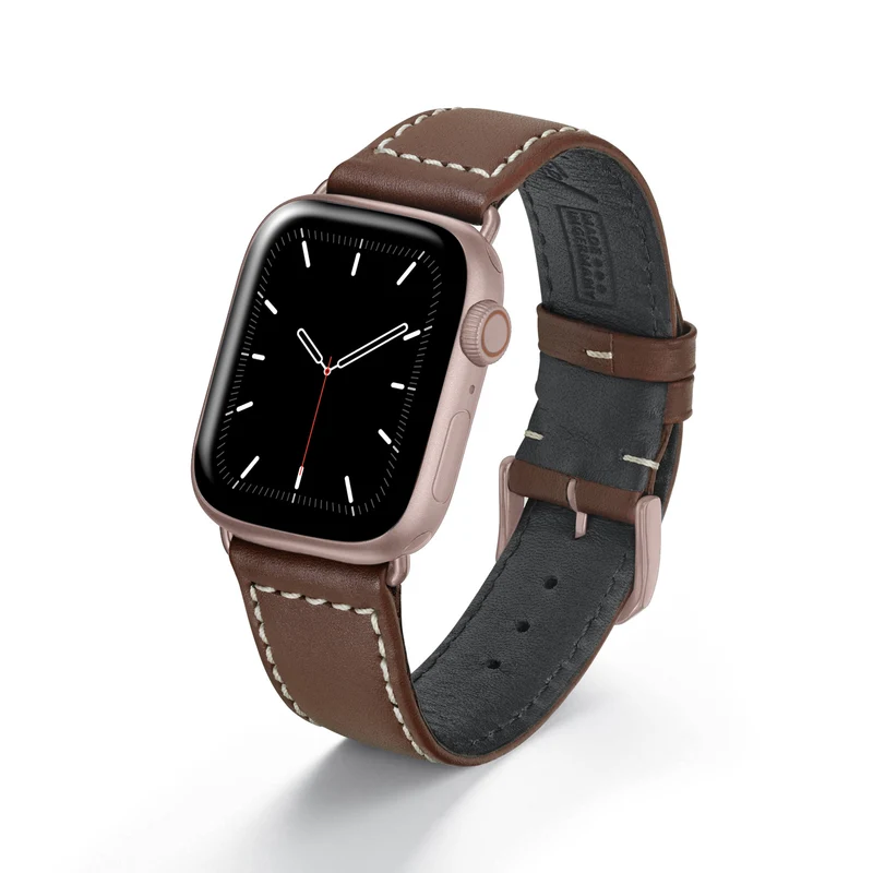 Apple Watch 1-9 Uhrenarmband MarinusCraft von Happel, Rindsleder, wasserfest, Mahagoni