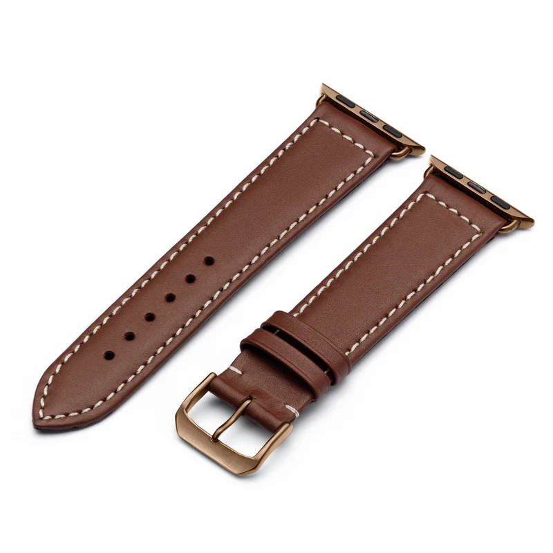 Apple Watch 1-9 Uhrenarmband MarinusCraft von Happel, Rindsleder, wasserfest, Mahagoni