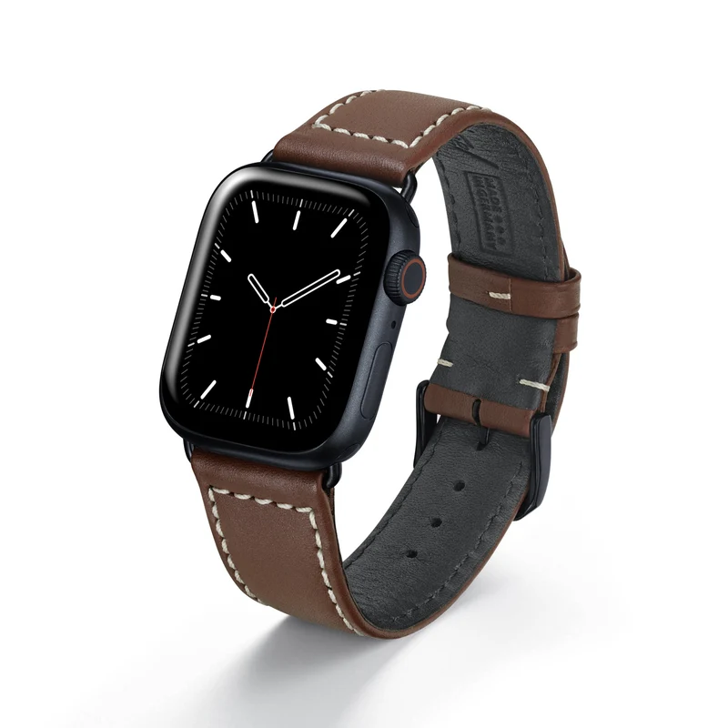 Apple Watch 1-9 Uhrenarmband MarinusCraft von Happel, Rindsleder, wasserfest, Mahagoni