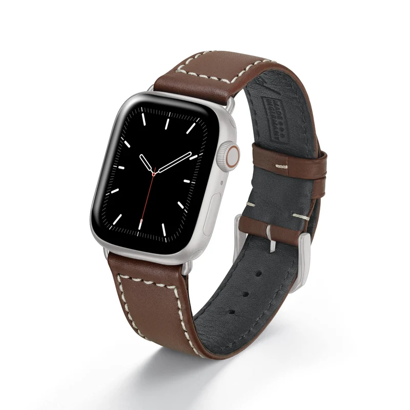 Apple Watch 1-9 Uhrenarmband MarinusCraft von Happel, Rindsleder, wasserfest, Mahagoni