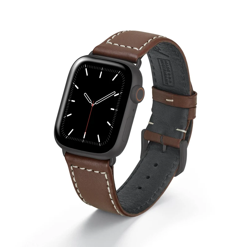Apple Watch 1-9 Uhrenarmband MarinusCraft von Happel, Rindsleder, wasserfest, Mahagoni
