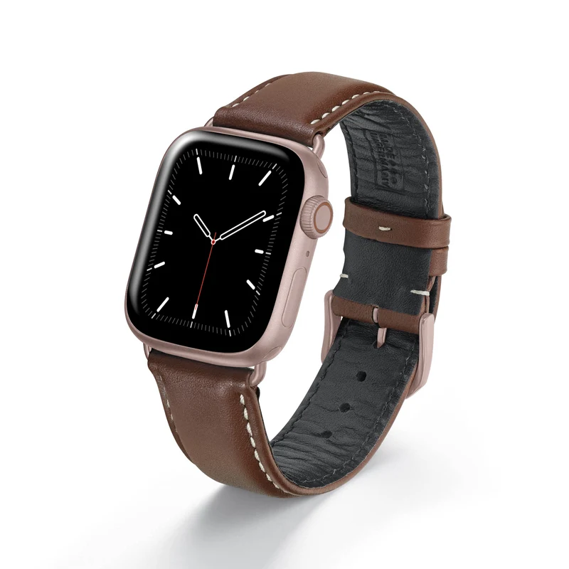 Apple Watch 1-9 Uhrenarmband AquilaOrion von Happel, Rindsleder, wasserfest, Mahagoni