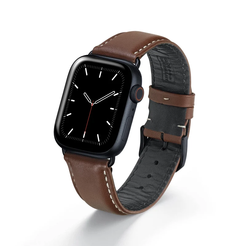 Apple Watch 1-9 Uhrenarmband AquilaOrion von Happel, Rindsleder, wasserfest, Mahagoni