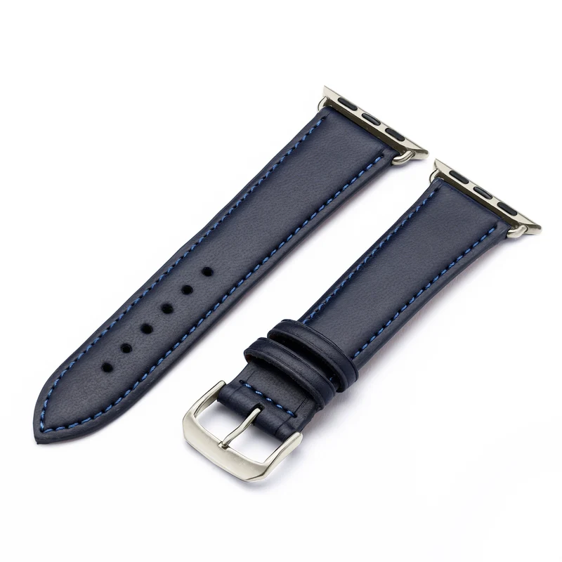 Apple Watch 1-9 Uhrenarmband Vita von Happel, Apfelleder, vegan, handgefertigt, Ozeanblau