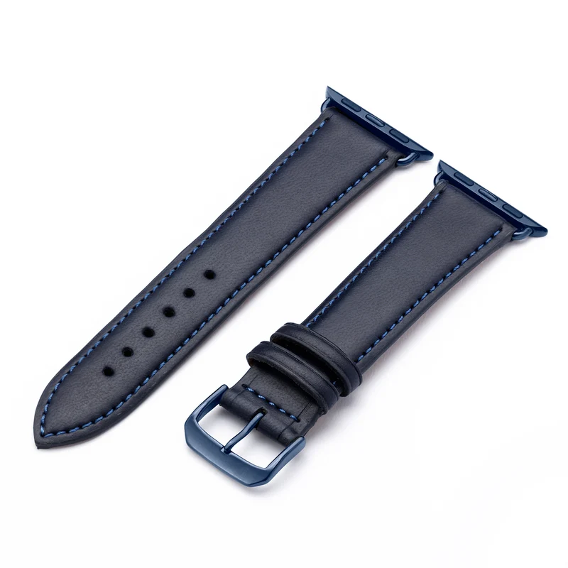 Apple Watch 1-9 Uhrenarmband Vita von Happel, Apfelleder, vegan, handgefertigt, Ozeanblau