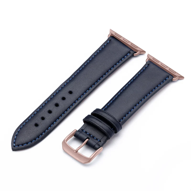 Apple Watch 1-9 Uhrenarmband Vita von Happel, Apfelleder, vegan, handgefertigt, Ozeanblau