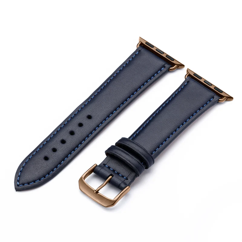 Apple Watch 1-9 Uhrenarmband Vita von Happel, Apfelleder, vegan, handgefertigt, Ozeanblau