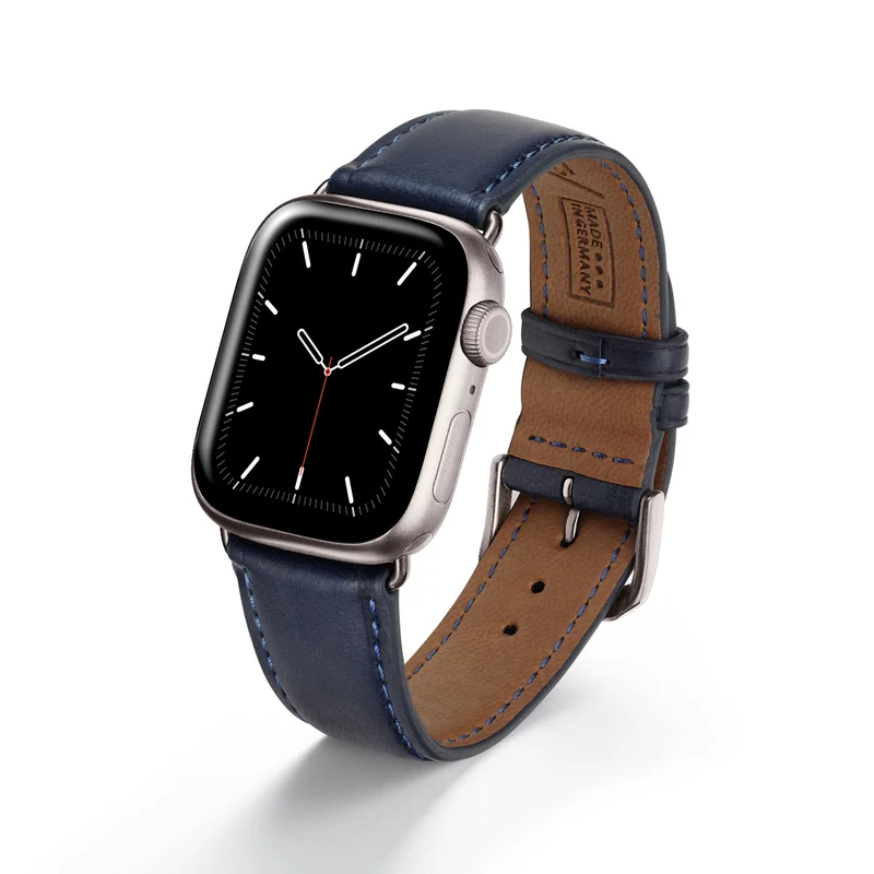 Apple Watch 1-9 Uhrenarmband Vita von Happel, Apfelleder, vegan, handgefertigt, Ozeanblau