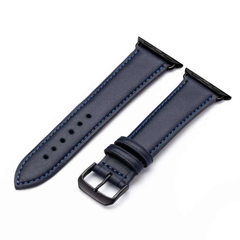 Apple Watch 1-9 Uhrenarmband Vita von Happel, Apfelleder, vegan, handgefertigt, Ozeanblau