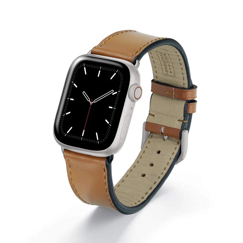 Apple Watch 1-9 Uhrenarmband Elysian von Happel, Shell Cordovan Leder, handgefertigt, Honig