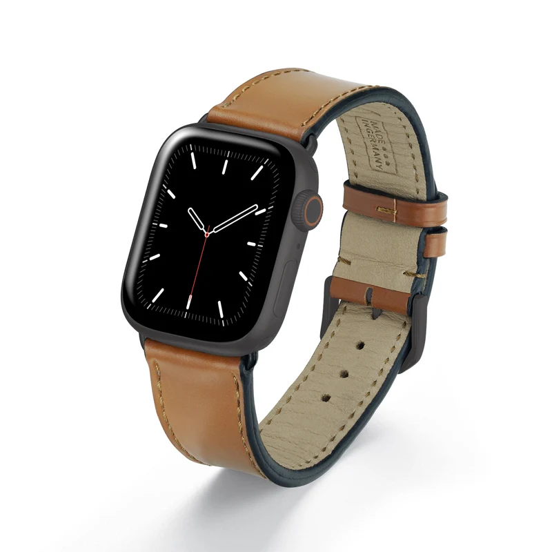 Apple Watch 1-9 Uhrenarmband Elysian von Happel, Shell Cordovan Leder, handgefertigt, Honig