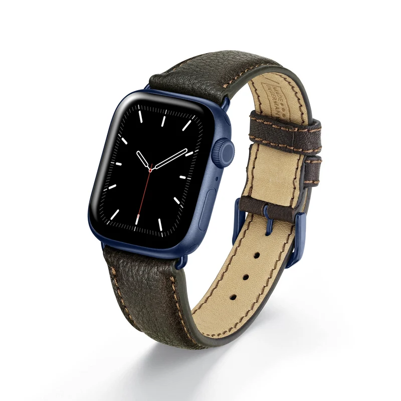 Apple Watch 1-9 Uhrenarmband TerraStyle von Happel, Bioleder, Handnaht, Mokka