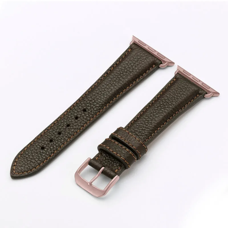 Apple Watch 1-9 Uhrenarmband TerraStyle von Happel, Bioleder, Handnaht, Mokka