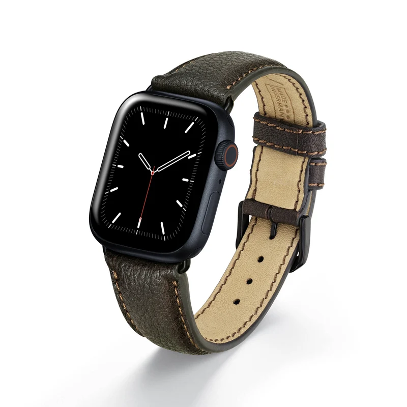 Apple Watch 1-9 Uhrenarmband TerraStyle von Happel, Bioleder, Handnaht, Mokka