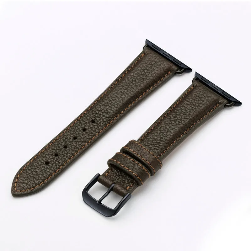 Apple Watch 1-9 Uhrenarmband TerraStyle von Happel, Bioleder, Handnaht, Mokka